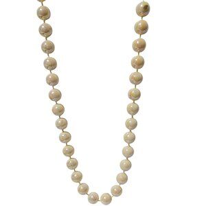 Vintage Iridescent Cream Beaded Necklace Retro 50s 60s Fashion Jewelry